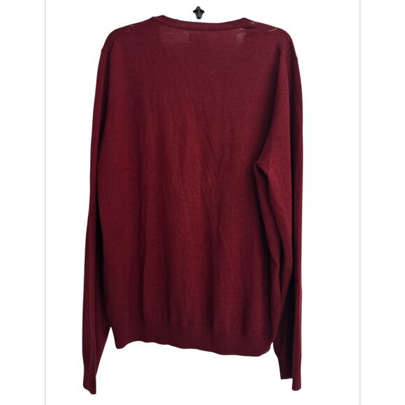 Apt.9 Dogwood Red Argyle Sweater Merino Wool Blend Men's Sz XXL Preppy Academia - Picture 4 of 8